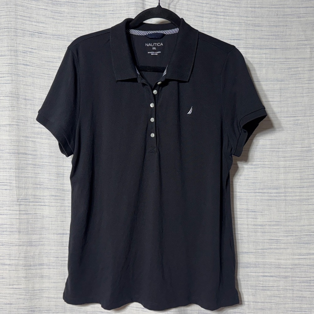Nautica Women's Black Pique Polo Shirt - Picture 2 of 6
